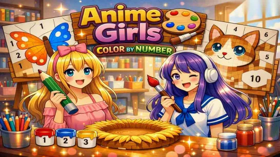 Play Anime Girls: Color by Number game
